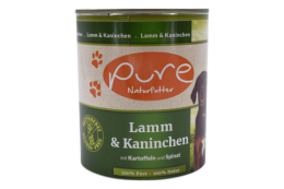 PURE - Hundemenü Lamm & Kaninchen mit Kartoffeln und Spinat - 6er Pack